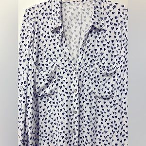 Just Living black white heart blouse Large